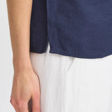 Ariana high neck blouse-(Navy)