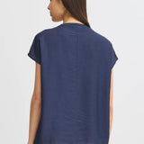 Ariana high neck blouse-(Navy)